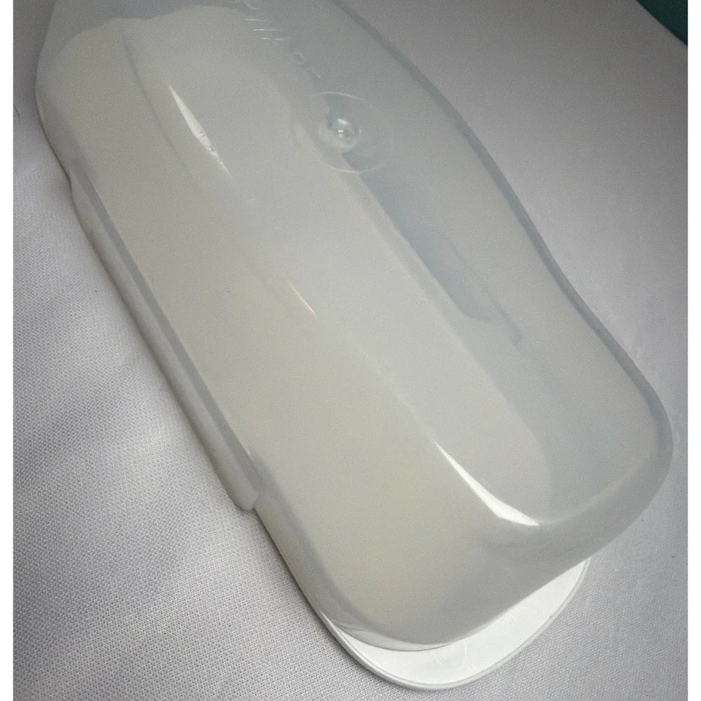 Snapware‎ Airtight Butter Dish with Lid White Clear Plastic Standard Size 4oz